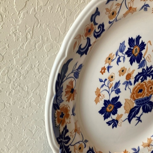 Atkins Ming Flower: Floral Blue & Cream Dinner Plate - Picture 6 of 15